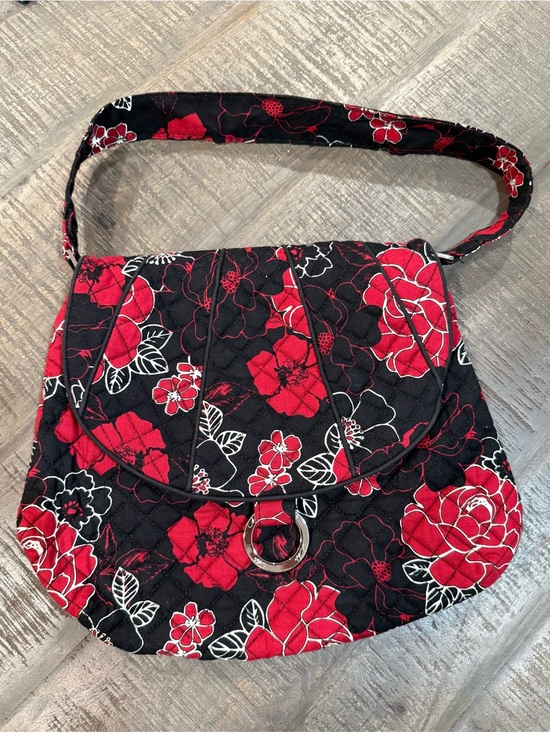 Marie Handbags - Marie Black & Red Floral Quilted Shoulder Bag (eligible for 3 for $25)
